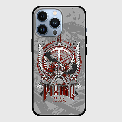 Чехол iPhone 13 Pro Голова викинга в доспехах / 3D-Черный – фото 1