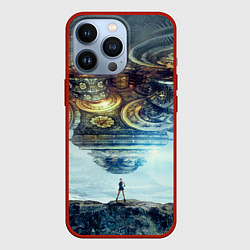 Чехол для iPhone 13 Pro Космический корабль и девушка, цвет: 3D-красный
