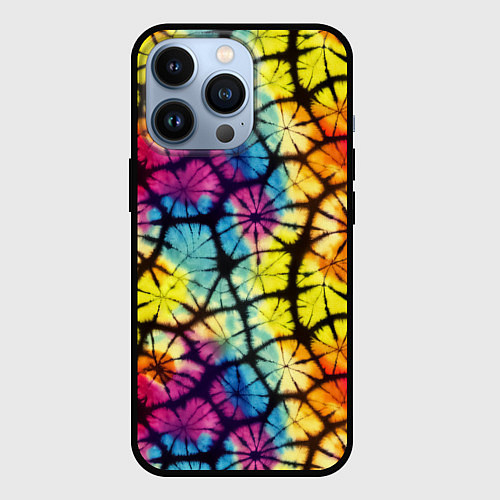 Чехол iPhone 13 Pro Радужный тай-дай / 3D-Черный – фото 1