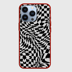 Чехол для iPhone 13 Pro Пластика шахматной доски, цвет: 3D-красный