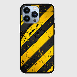 Чехол для iPhone 13 Pro WARNING - желто-черные полосы, цвет: 3D-черный