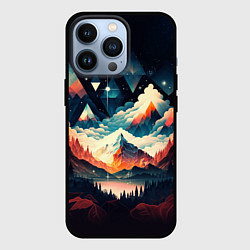 Чехол для iPhone 13 Pro Футуризм горы, цвет: 3D-черный