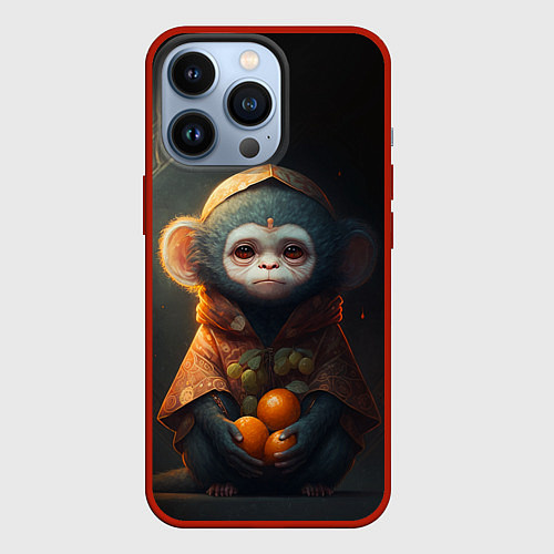 Чехол iPhone 13 Pro Милый зверёк в оранжевом костюме / 3D-Красный – фото 1
