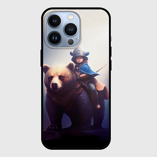 Чехол iPhone 13 Pro Медвежий наездник / 3D-Черный – фото 1