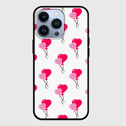 Чехол для iPhone 13 Pro Шарики-сердечки на День Влюбленных, цвет: 3D-черный