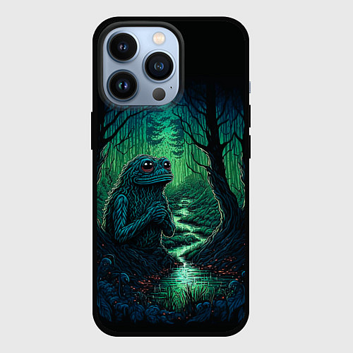 Чехол iPhone 13 Pro Лягушонок Пепе сидит на болоте / 3D-Черный – фото 1