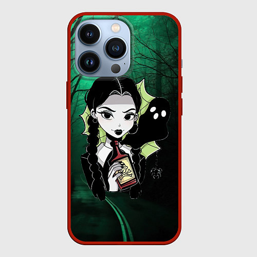 Чехол iPhone 13 Pro Уэнсдэй пьет яд / 3D-Красный – фото 1