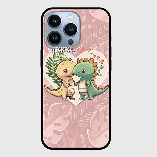 Чехол iPhone 13 Pro Миссис и Мистр Влюбленные динозавры / 3D-Черный – фото 1