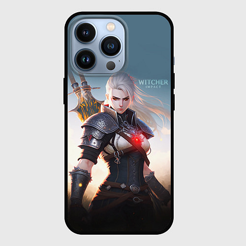 Чехол iPhone 13 Pro The Witcher girl art / 3D-Черный – фото 1