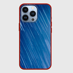 Чехол для iPhone 13 Pro Белые полосы на синем фоне, цвет: 3D-красный