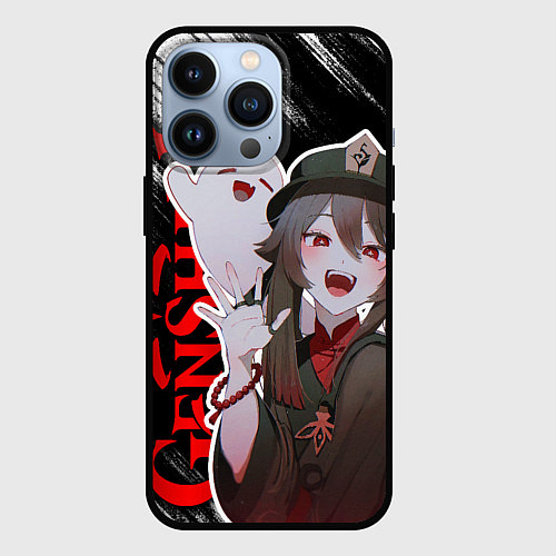 Чехол iPhone 13 Pro Ху тао и призраки - геншин импакт / 3D-Черный – фото 1