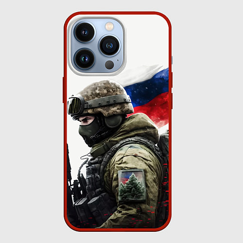 Чехол iPhone 13 Pro Русский воин патриот / 3D-Красный – фото 1