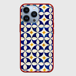 Чехол для iPhone 13 Pro Бело-синяя лепестковая текстура, цвет: 3D-красный