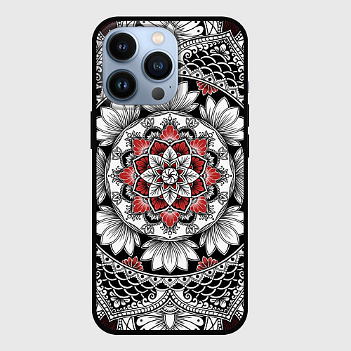 Чехол iPhone 13 Pro Мандала: цветочный узор / 3D-Черный – фото 1