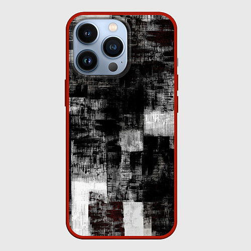 Чехол iPhone 13 Pro Абстракт серого и белого / 3D-Красный – фото 1