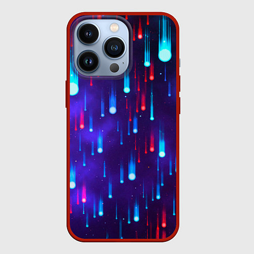 Чехол iPhone 13 Pro Neon rain / 3D-Красный – фото 1