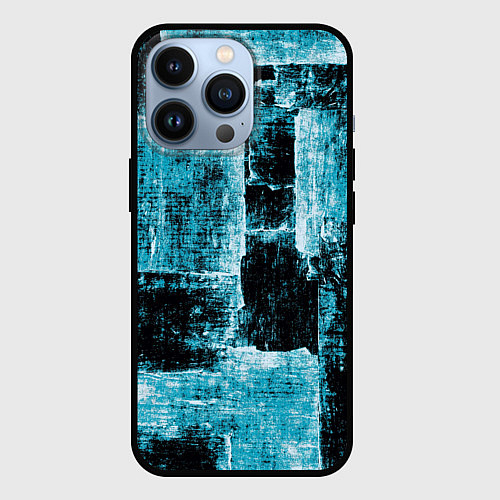 Чехол iPhone 13 Pro Голубой абстракт / 3D-Черный – фото 1