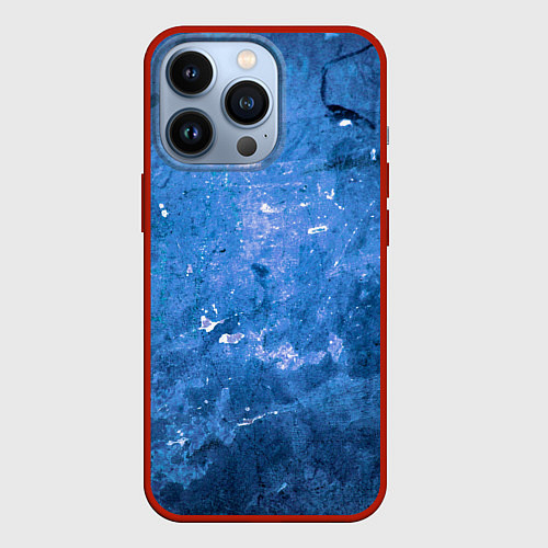 Чехол iPhone 13 Pro Тёмно-синяя абстрактная стена льда / 3D-Красный – фото 1