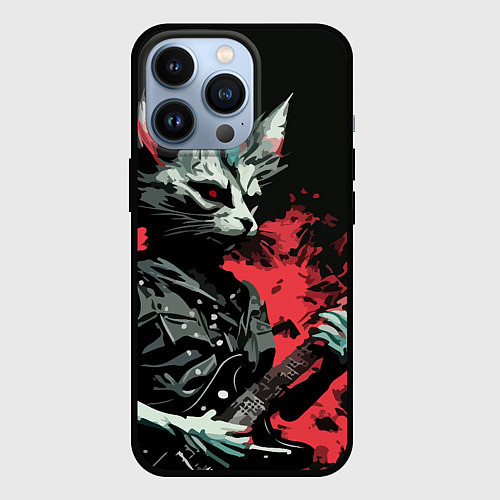 Чехол iPhone 13 Pro Rocker Cat on a black background - C-Cats collecti / 3D-Черный – фото 1