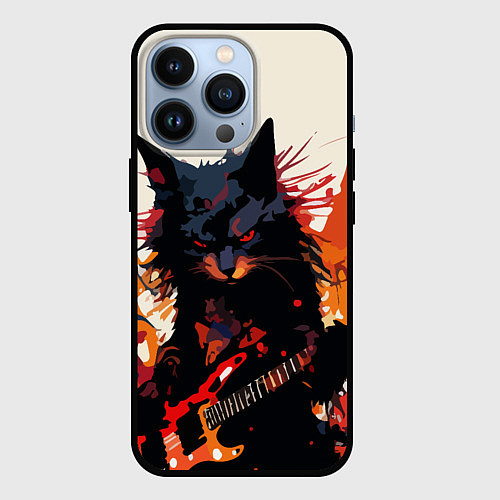 Чехол iPhone 13 Pro Black rocker cat on a light background - C-Cats co / 3D-Черный – фото 1