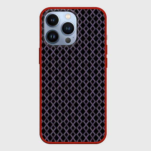 Чехол iPhone 13 Pro Фиолетовый паттерн / 3D-Красный – фото 1