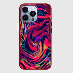 Чехол для iPhone 13 Pro Яркие волны, цвет: 3D-красный