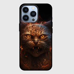 Чехол для iPhone 13 Pro Огненный кот, цвет: 3D-черный