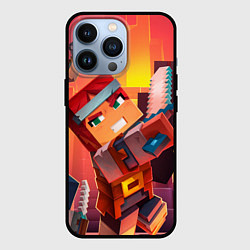 Чехол для iPhone 13 Pro Minecraft воин с мечом, цвет: 3D-черный