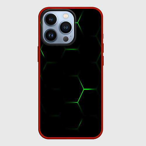 Чехол iPhone 13 Pro Соты бронированный стиль / 3D-Красный – фото 1