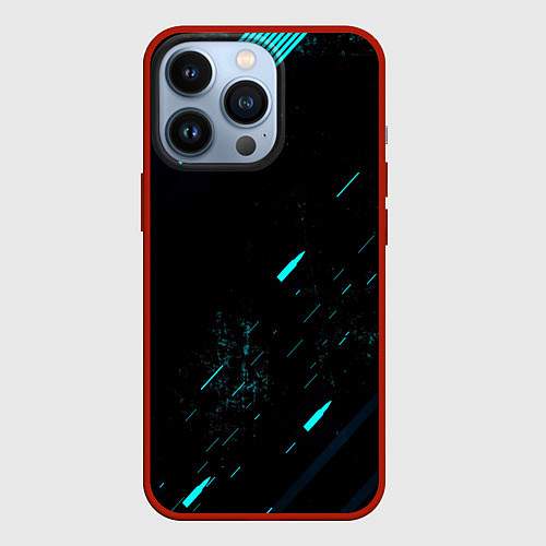 Чехол iPhone 13 Pro Abstraction Line blue / 3D-Красный – фото 1