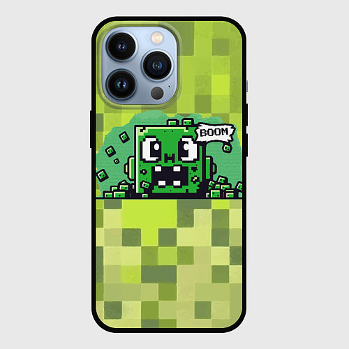 Чехол iPhone 13 Pro Милый взрывающийся крипер / 3D-Черный – фото 1