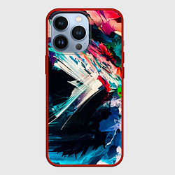 Чехол для iPhone 13 Pro Разноцветные мазки краски, цвет: 3D-красный