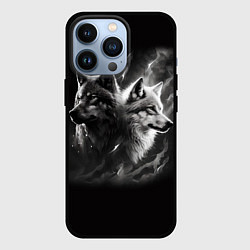 Чехол iPhone 13 Pro Волки - белый и черный