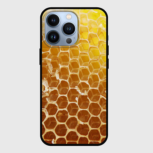 Чехол iPhone 13 Pro Текстура - соты улья / 3D-Черный – фото 1