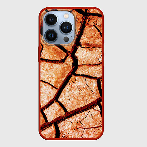 Чехол iPhone 13 Pro Треснувшая земля / 3D-Красный – фото 1