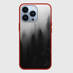 Чехол для iPhone 13 Pro Красивый туманный лес, цвет: 3D-красный