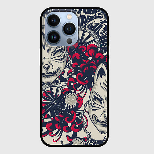 Чехол iPhone 13 Pro Восточные маски / 3D-Черный – фото 1