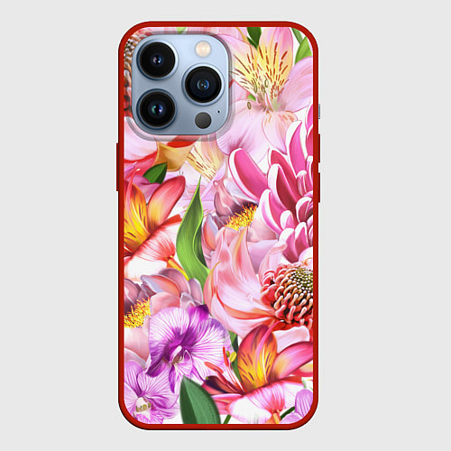 Чехол iPhone 13 Pro Цветочный рай / 3D-Красный – фото 1
