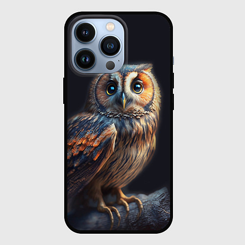 Чехол iPhone 13 Pro Сова на ветке, портрет / 3D-Черный – фото 1