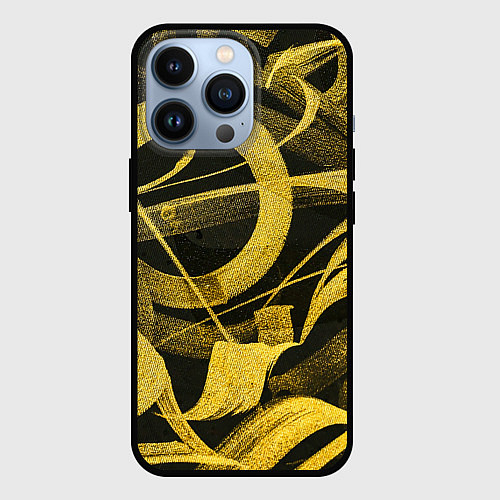 Чехол iPhone 13 Pro Gold Calligraphic / 3D-Черный – фото 1