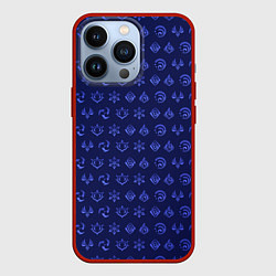 Чехол для iPhone 13 Pro Паттерн элементали под гидро, цвет: 3D-красный