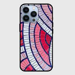 Чехол для iPhone 13 Pro Абстрактная белая-фиолетовая-красная текстура, цвет: 3D-черный