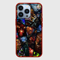 Чехол для iPhone 13 Pro Мозаика персонажи Dota 2, цвет: 3D-красный