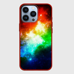 Чехол для iPhone 13 Pro Радужная галактика, цвет: 3D-красный