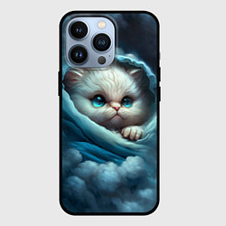 Чехол для iPhone 13 Pro Котик в одеяльце в облаках, цвет: 3D-черный