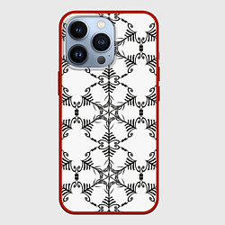 Чехол для iPhone 13 Pro Линии, круговой орнамент, цвет: 3D-красный