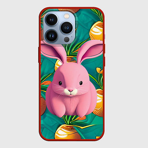 Чехол iPhone 13 Pro Pink rabbit / 3D-Красный – фото 1