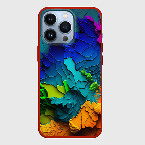 Чехол iPhone 13 Pro Взрыв красок / 3D-Красный – фото 1