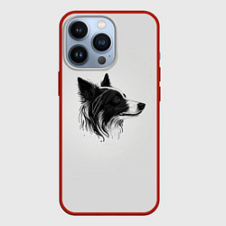 Чехол для iPhone 13 Pro Арт бордер-колли, цвет: 3D-красный