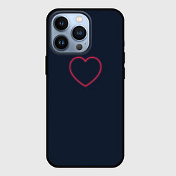 Чехол iPhone 13 Pro Неоновое сердце на синем фоне